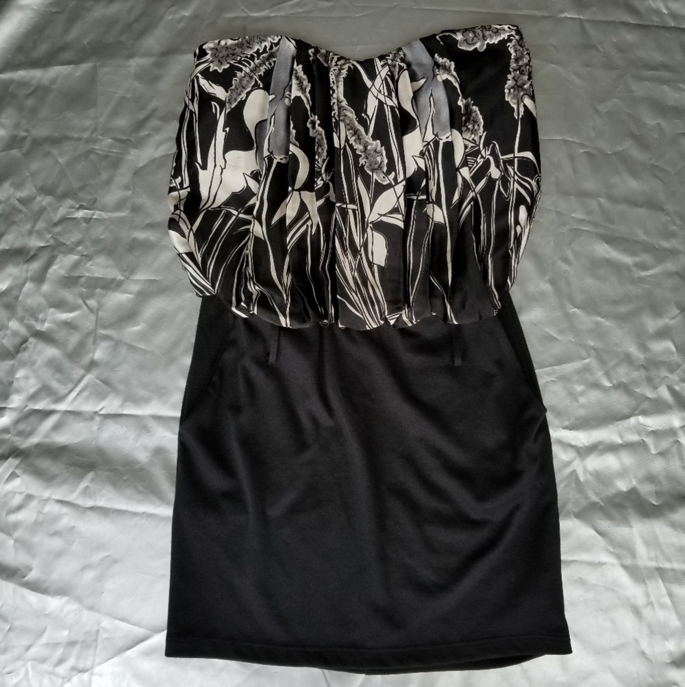 New BouBou Floral Pattern Strapless Sweetheart Mini Cocktail Dress Size Small